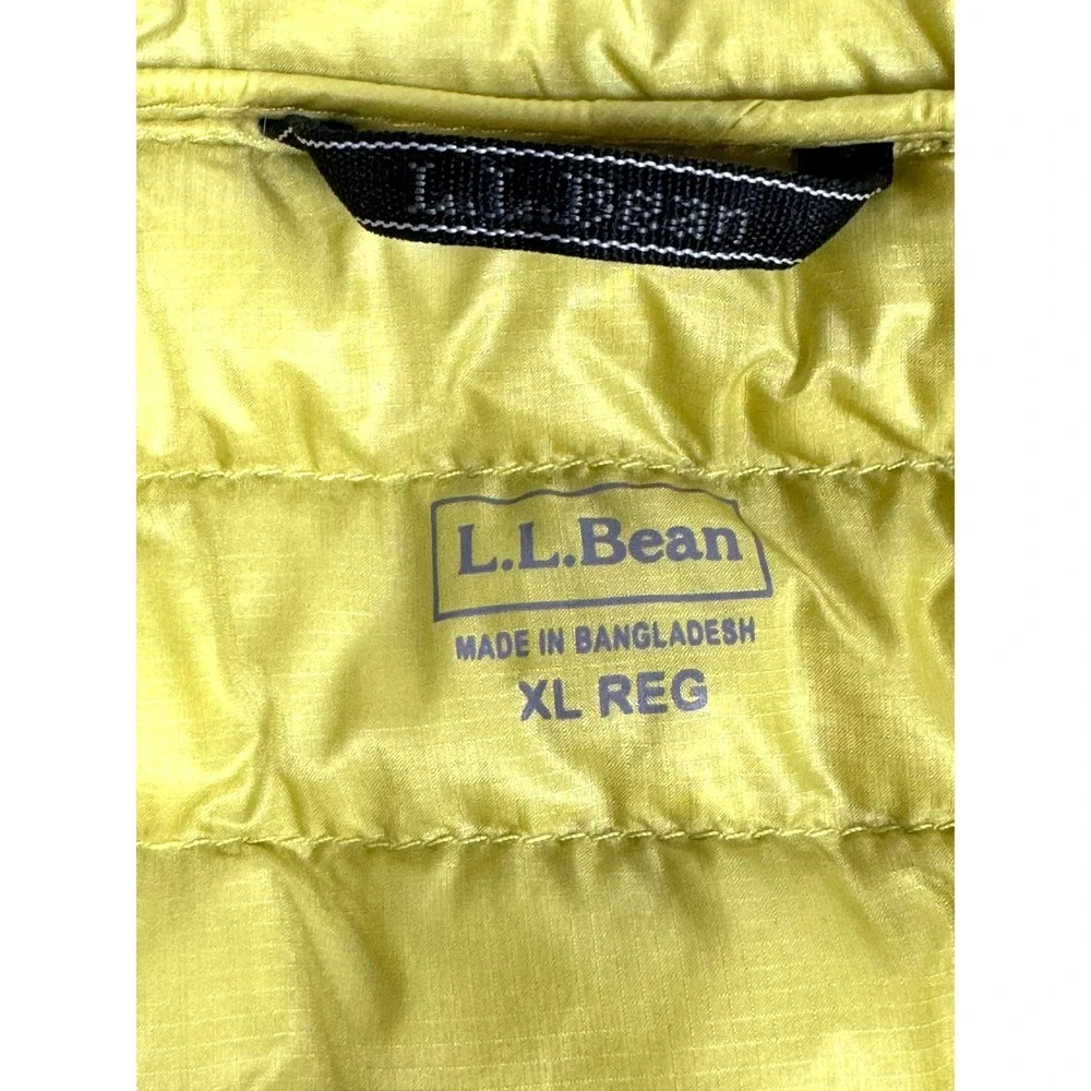 LL Bean Down Puffer Vest Womens XL Yellow Chartreuse Goose Down Lightweight - Picture 5 of 16